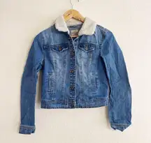 Blue Denim Jacket with Sherpa Collar size small