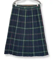 Vintage 70s Parsons Place Tartan Wool Plaid Saddle Skirt