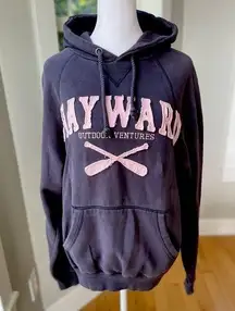 PacSun Blue 84 Navy Pink Hayward Outdoor Adventures Distressed Hoodie Sweatshirt