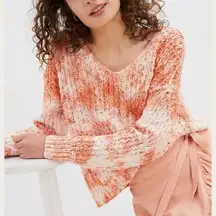 Anthropologie Chunky Knit V Neck Sweater Tie Dye Oversized XS Pilcro “Christian”