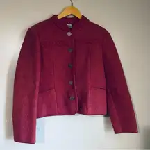 Vintage fuchsia Wool‎ Alpine Tyrol Jacket Boos Austrian Style Silver Buttons 38