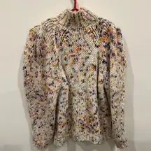 Ulla Johnson Oversized Wool Beige Confetti Mockneck Sweater Size Small