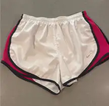 Nike Dri FIT Running‎ Shorts Womens Medium White Pink Black Athletic Gym