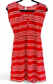 Old Navy Dress extra small, red and white striped sheer lined dress