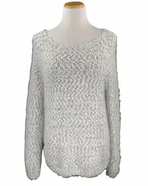 Casual White Eyelash Fuzzy Knit Sweater