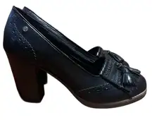 Vintage 90’s G H Bass heeled loafers black leather size 8