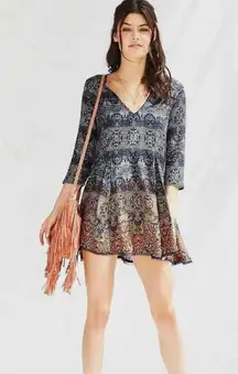 Urban Outfitters Willow Frock V-Neck Boho Patterned Swing Dress