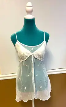 Vintage Sheer White Babydoll Lingerie – Seductive Wear by Cinema Etoile Floral