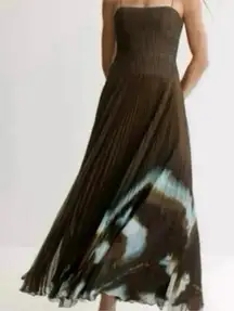 AMUR Sue Pleated Gown tie diy green spaghetti streps Size 8