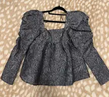 Silver Puff Sleeve Metallic Top