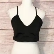 Balance Athletica  Black Vitality Deep V Strappy Back Sports Bra Size XL