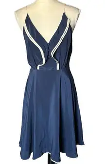 Girls From Savoy Mini Dress Size FOUR Dark Blue Halter Neck Flared Boho Chic