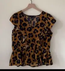 Ink Blot Animal Print Top XL