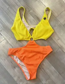 4/$25 NEW Cotton On Cut Out Ring One Piece Brazilian Swim Suit Sz L 🍋🍊