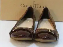 Cole Haan  Womens Air Reesa Buckle Ballet Flats 8B Real Fur Chestnut Slip On NEW