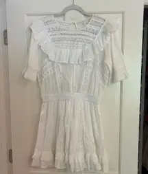 Cooper White Cotton Lace Ruffle Mini Dress