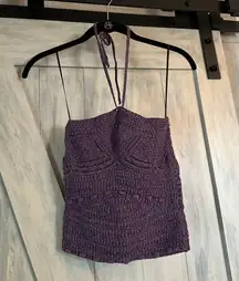 Purple Crochet Halter/Strapless Top
