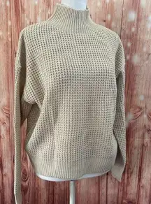 NWOT RDI Oatmeal Open Stitch Mockneck Sweater