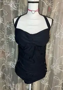 Love My Curves Black Lattice Halter Bathing Suit