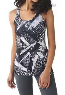 Lululemon Cool Racerback Static Mist White Black Sz 8 Running Yoga Athletic