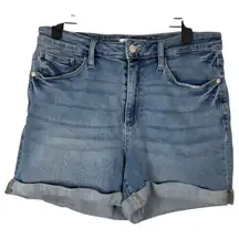 Judy Blue Medium Wash Cuffed Hem Shorts Women's Size Large
