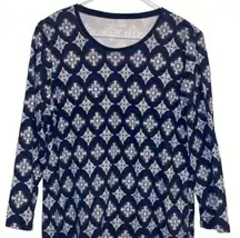 Kim Rogers Printed long sleeve navy top L