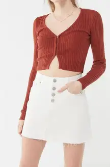 Julie Ribbed Hook + Eye Cropped Cardigan