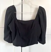 Abercrombie & Fitch Puff Sleeve Corset Top Black Size XS NWOT