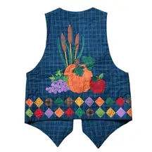 Handmade Vest Autumn Fall Embroidered Quilted Plaid Pumpkin Leaves 90’s M Medium