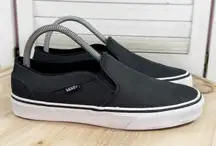 Vans Asher Perforated Leather Slip On Sneakers Black Womens 8