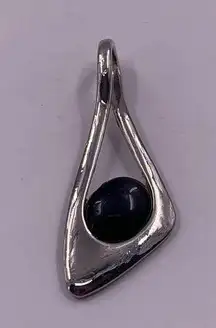 Lia Sophia 'Stylized' Silver-tone Black & Gray Glass Cats Eye Geometric Pendant