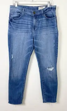 Pistola Medium Wash Distressed Denim Raw Hem High Rise Skinny Jeans Size 31