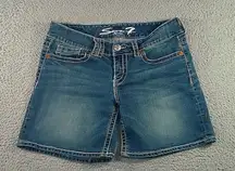 Seven 7 Bermuda Denim Shorts Women 12 Low Rise Embroidered Festival Classic‎