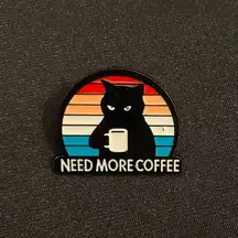 Caffeine-deprived cat enamel pin/magnet | We all feel this way sometimes