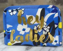 DRAPER‎ James "Hey Ladies" blue white gold floral bag 4"x6"x2" New without tags