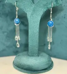 Sterling Silver Blue Chalcedony  Earrings.  Very delicate and lightweight.