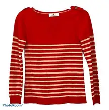 Atmosphere Red Tan Striped Long Sleeve Sweater Top