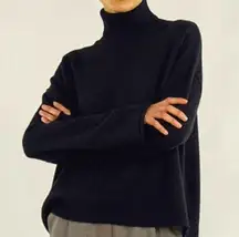 Oak + Fort Black Pocket Turtleneck Sweater Top