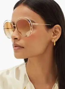 💕CHLOE💕 Delilah Sunglasses ~ Gold Frame Gradient Brown Lenses CE169742 New