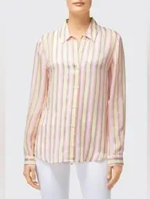 J Brand Elena Striped Long-Sleeve Button-Back Shirt Size‎ XS.