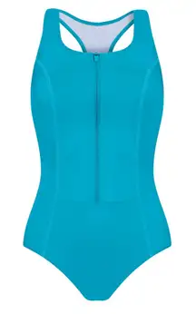 Amoena Key West One Piece Swimsuit Mastectomy Aqua Blue size 10 Cup B NWT
