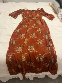 Rust Floral Long Dress