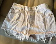 Levi's 501 Lavendar Jean Shorts Distressed Mid-Thigh