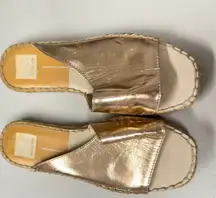 Dolce Vita Rose Gold Faux Leather Mule Slides Womens 6 Beachy Casual Sandals