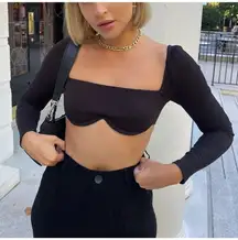 Princess Polly Becca Long Sleeve Black Crop Top 8 Baddie Club Y2K Night Out Edgy