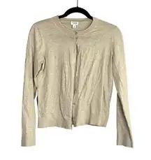 J.Crew  Cotton Button Down Long Sleeve Crew Neck Sweater Cardigan S Cream #2304