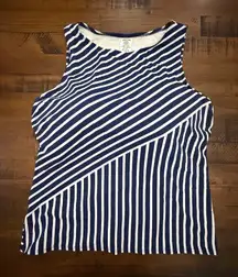 Lands'‎ End 18 DDD Navy White Striped Tankini Top Swimsuit Plus Size