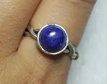 Lapis lazuli Ethnic Sterling Silver Gemstone Ring No Stamp Ring size - 6.75