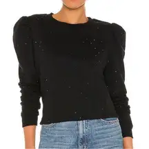 GENERATION LOVE Tara Embellished Puff-Sleeve Sweatshirt in Black