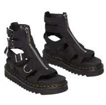 Dr. Doc Martens Olson Buckle Zip Up Gladiator Leather Sandal Open Boots | Size 6